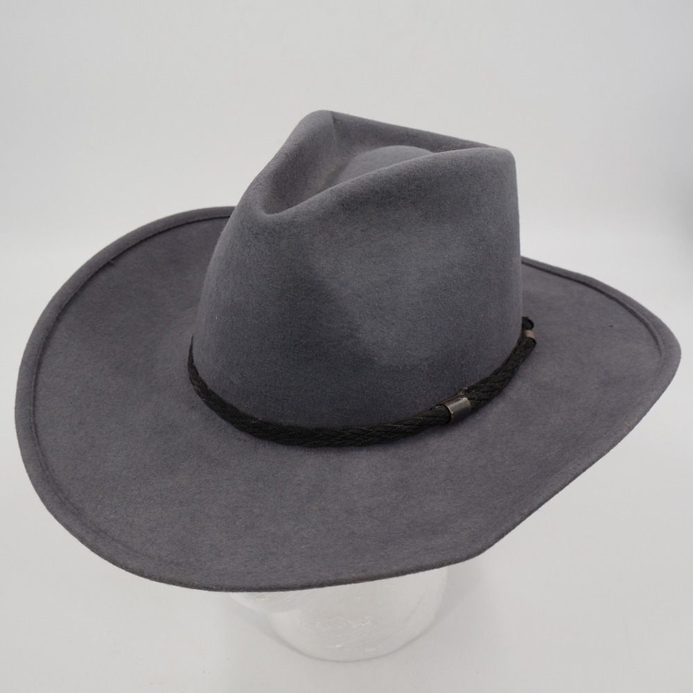 Sheplers Cowboy Hat Mens Small Gray 100% Wool Made in USA Braided Band Vintage